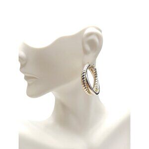 CNA 925 Sterling Silver Twist Hoop Earrings Snap Shut Closure Vintage 12.5 grams